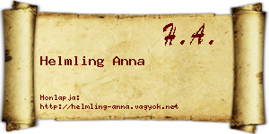 Helmling Anna névjegykártya